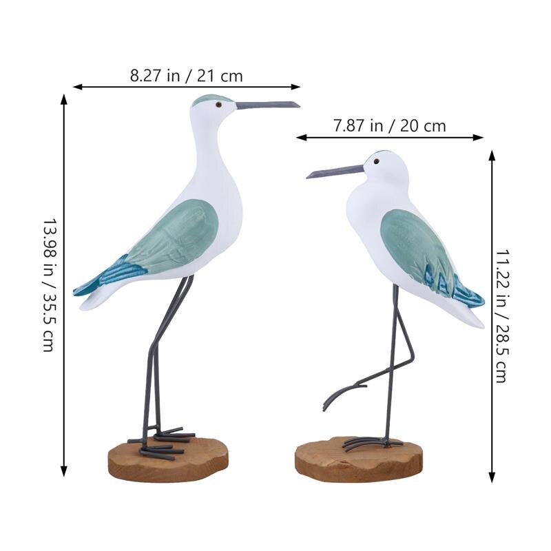 Seagull Bird Statue Figurine Nautical Ornament Sculpture Wooden Decor Beach Coastal Sea Figurines Statues Simulation Desktop acacuss
