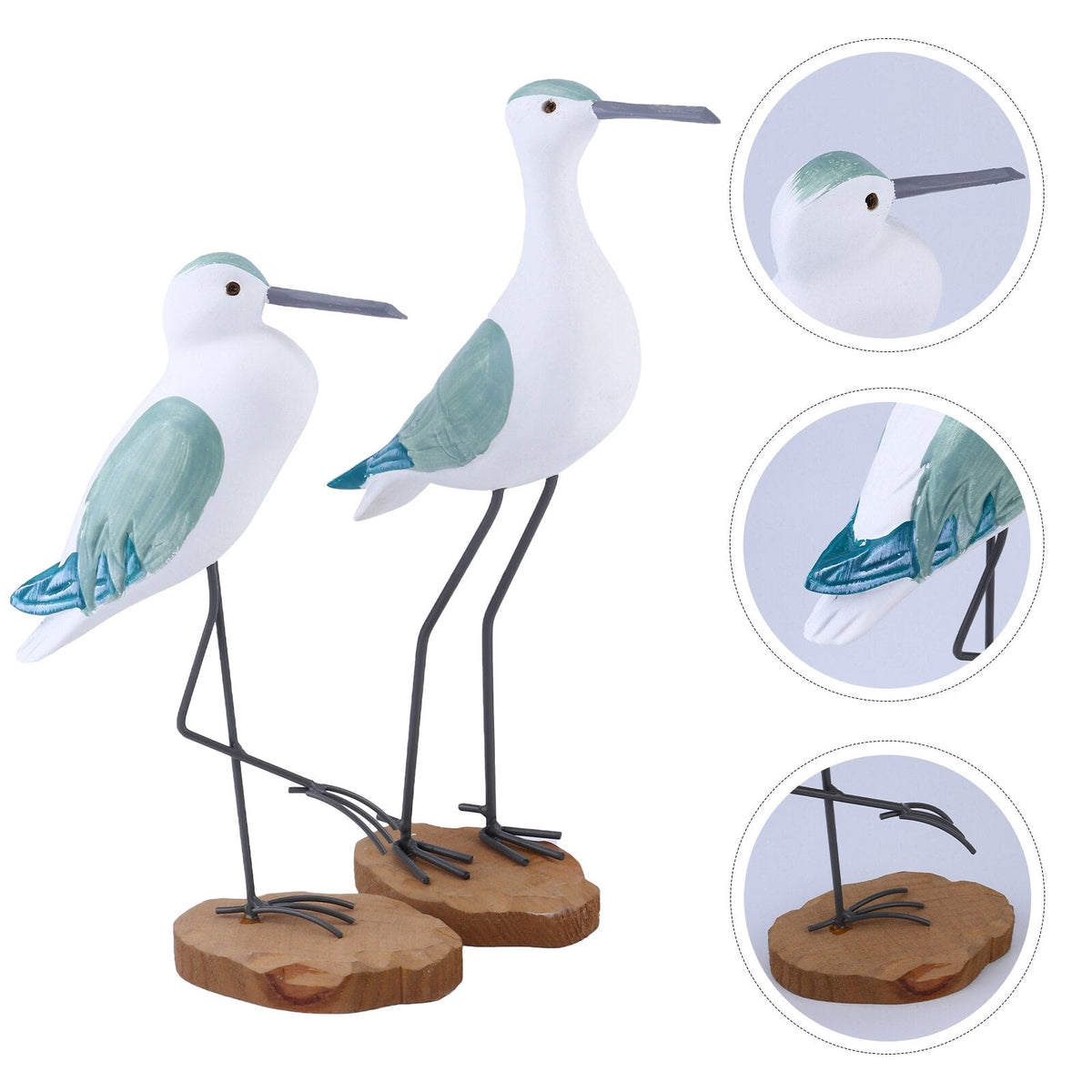 Seagull Bird Statue Figurine Nautical Ornament Sculpture Wooden Decor Beach Coastal Sea Figurines Statues Simulation Desktop acacuss