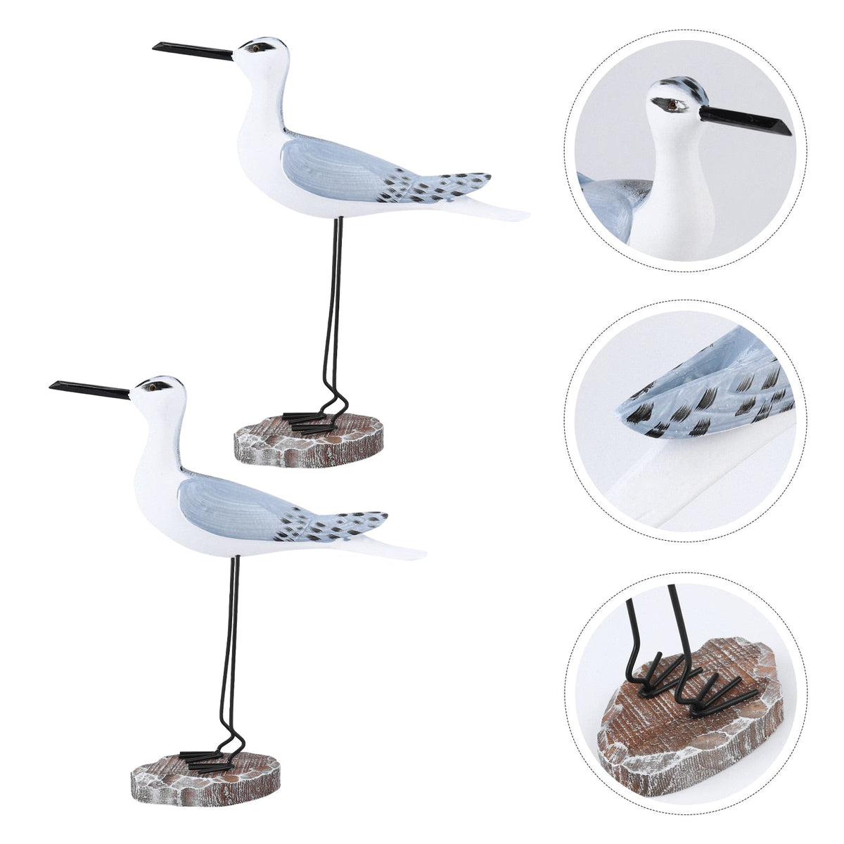 Seagull Bird Statue Figurine Nautical Ornament Sculpture Wooden Decor Beach Coastal Sea Figurines Statues Simulation Desktop acacuss