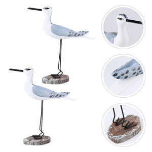 Seagull Bird Statue Figurine Nautical Ornament Sculpture Wooden Decor Beach Coastal Sea Figurines Statues Simulation Desktop acacuss