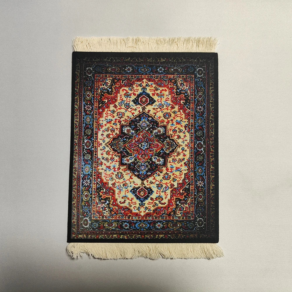 Persian Mini Woven Rug Mat Mousepad Retro Style Carpet Pattern Cup Lap Acacuss