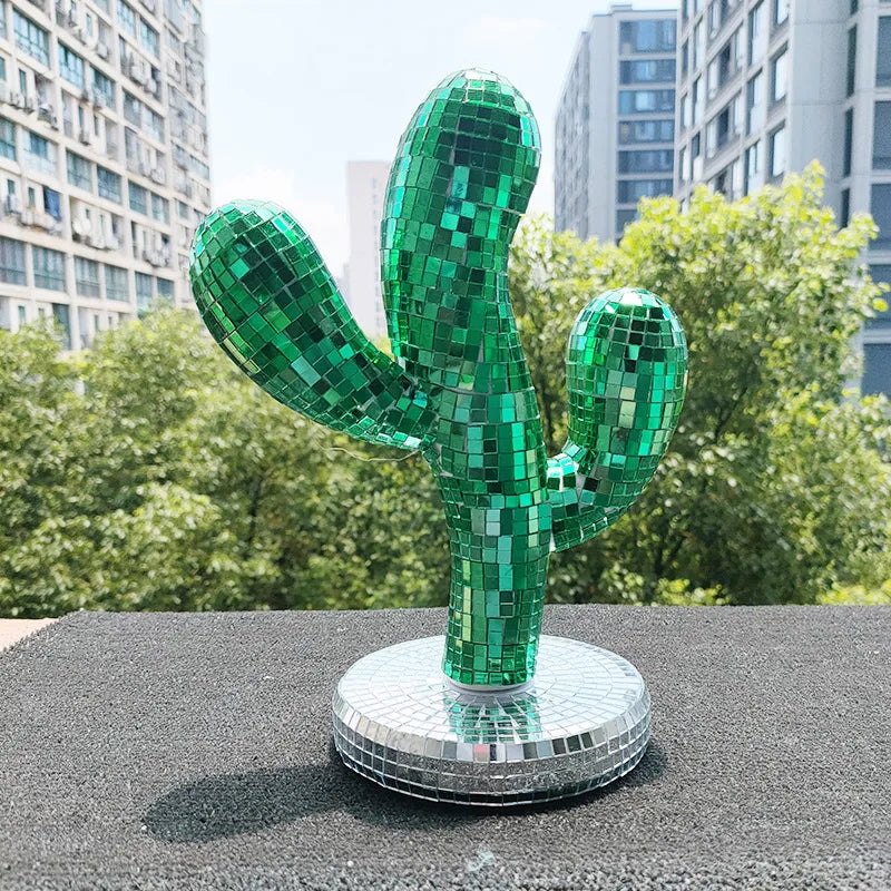 1PC Home Festival Decoration Retro Disco Cactus Ornament Creative Living Room Color Lens Handmade Crafts Small Gifts For Friends