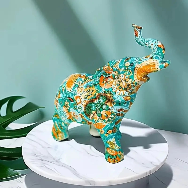 Colorful Elephant Statue Art Elephant Sculpture and Figurines Home Decoration Table Decoration And Accessories