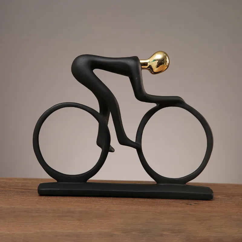 Modern Abstract Resin Bicycler Cyclist Statue Bicycle Rider Statue Bike Racer Rider Figurine Office Living Room Decor