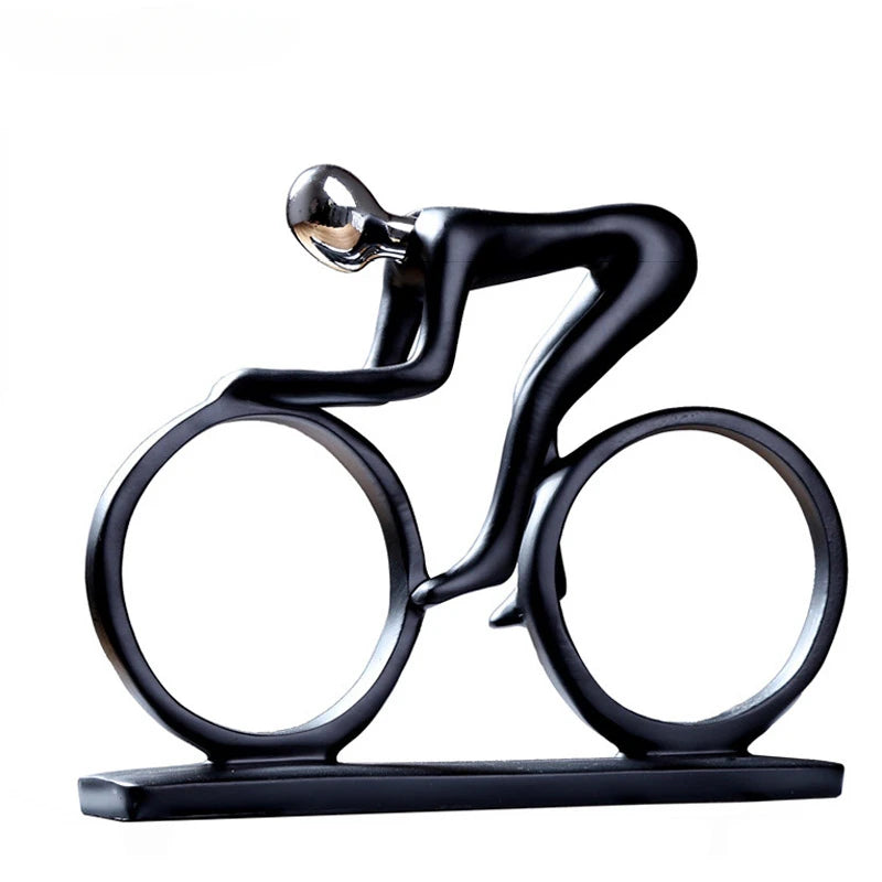 Modern Abstract Resin Bicycler Cyclist Statue Bicycle Rider Statue Bike Racer Rider Figurine Office Living Room Decor