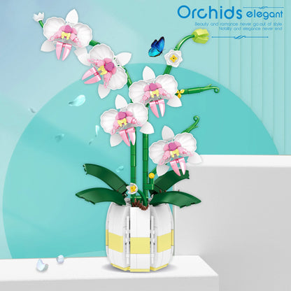 Orchid Flower Building Blocks Model Set Romantic Flowers Wildflower Bouquet Bricks Toys Home Decoration Children Holiday Gift