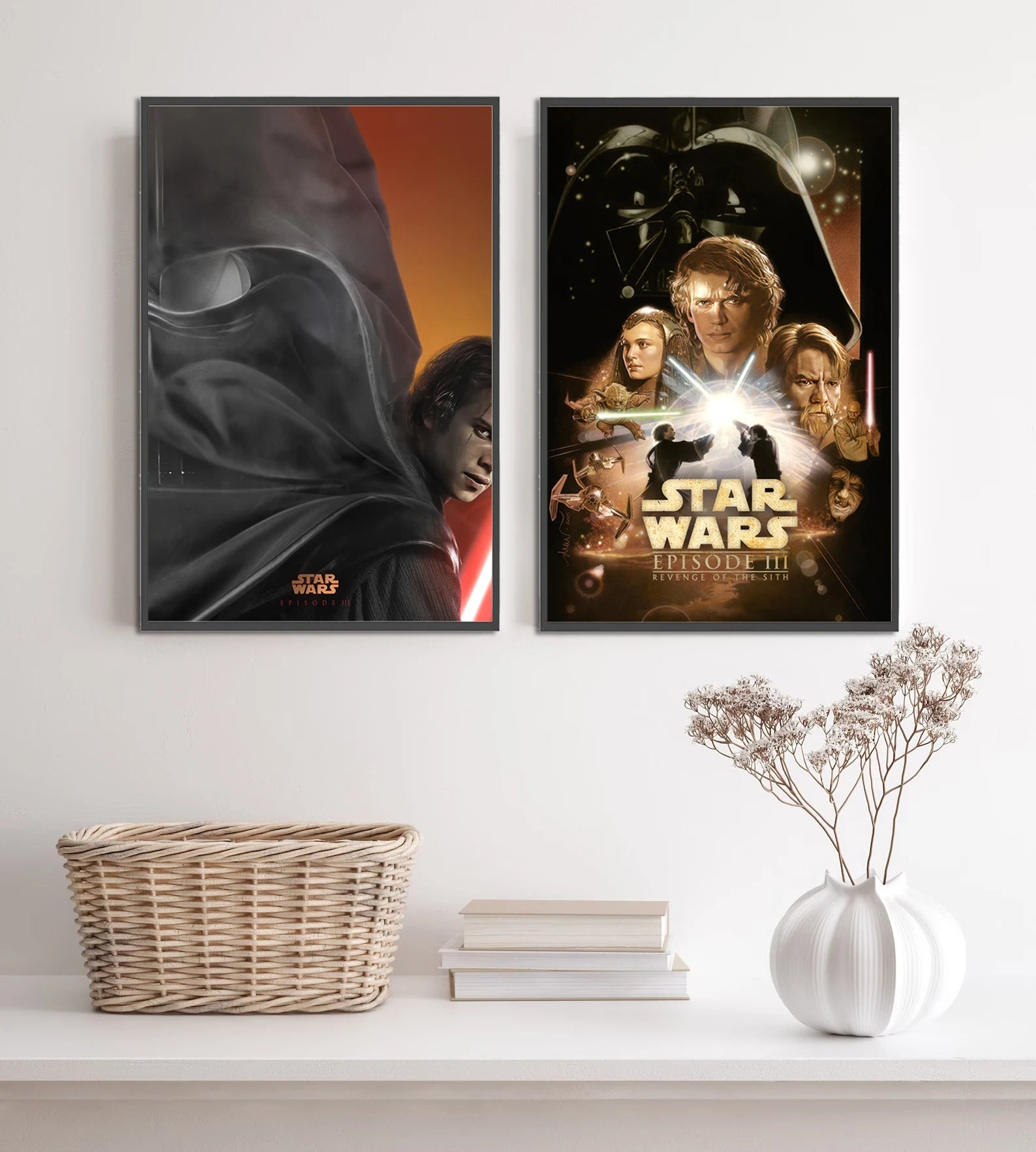 Star Wars Darth Vader Self-adhesive Poster Movie Figure Home Decoration Painting Wall Art Bedroom Skywalker Wallpaper Decor Gift