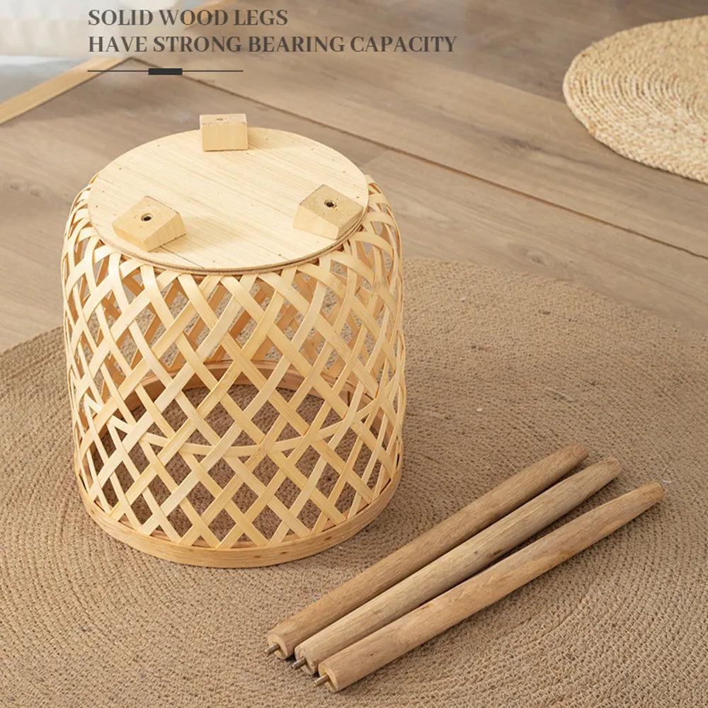 Handmade Bamboo Woven Flower Pot with Stand  Plant Flower Display Storage Stand DIY Storage Nursery Pots Home Decoration