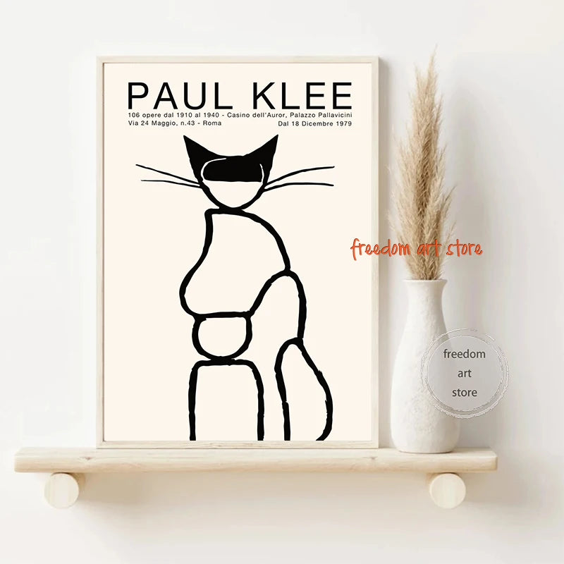 Abstract Paul Klee Exhibition 1959 Artworks Line Dog Cat Art Posters Canvas Painting Wall Prints Picture Living Room Home Decor