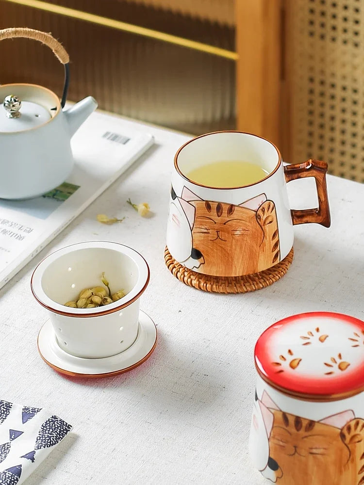 Office Teacups Tea Water Separation Women's Personal Filter Ceramic Tea Ceremony Cup Tea Drinking Cup