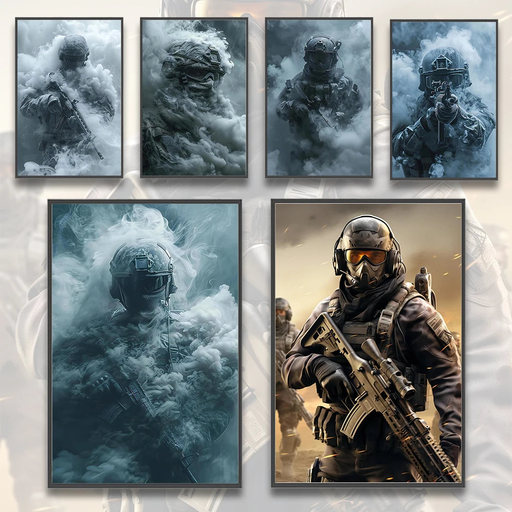 Call Of Duty Shooting FPS Games Self-adhesive Poster Wallpaper Home Decoration Painting Pictures Wall Art Boy Bedroom HD Decor