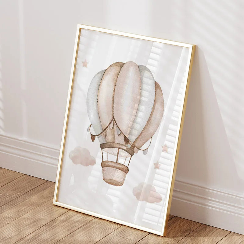 Elephant Balloon Rainbow Moon Stars Cloud Swing Baby Kids Posters For Wall Art Nursery Canvas Prints  Home Room Decor Pictures