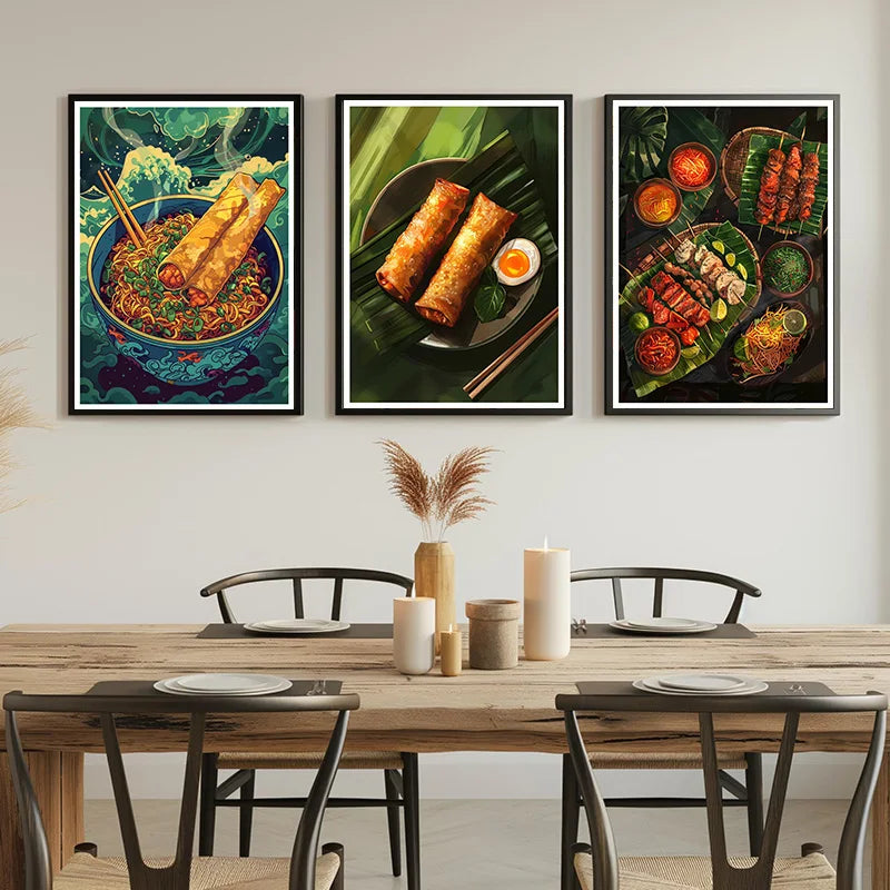The Philippines Street Food Fried Spring Roll Chicken drumstick Rrice Art Posters Canvas Painting Wall Pictures Room Home Decor