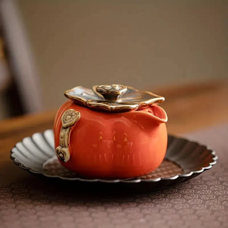 Handmade Tea Pot Tea Cup Set Ceramics Small And Cute Persimmon Tea Set Suitable For Holiday Gift-giving Teapot Modern Simple