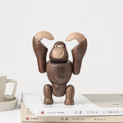 Nordic Wooden King Kong Dolls Gorilla Figurines Hanging Monkey Home Decoration Accessories Brown Handicrafts Ornament Man Gifts