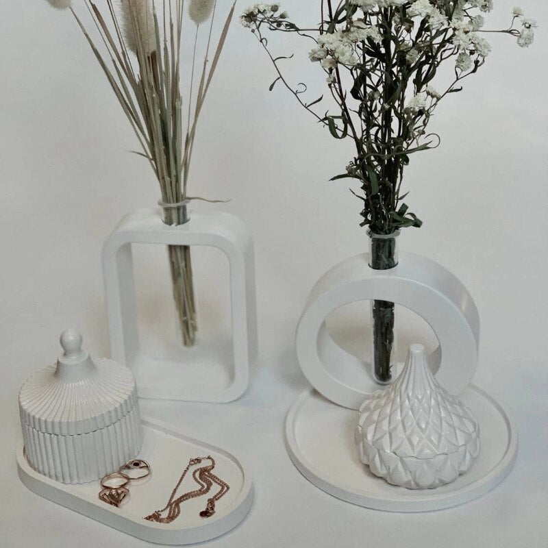 Silicone Mold for Marble Cement Vase Diy Hydroponic Vase Silicone Mold Tube Flower Breeding Vase Mold Living Room Decoration acacuss