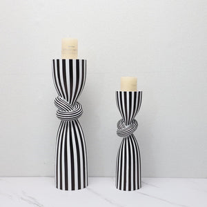 Simple Black and White Striped Kink Candlestick Resin Ornaments Living Room Dining Table Decorations Room Decoration acacuss