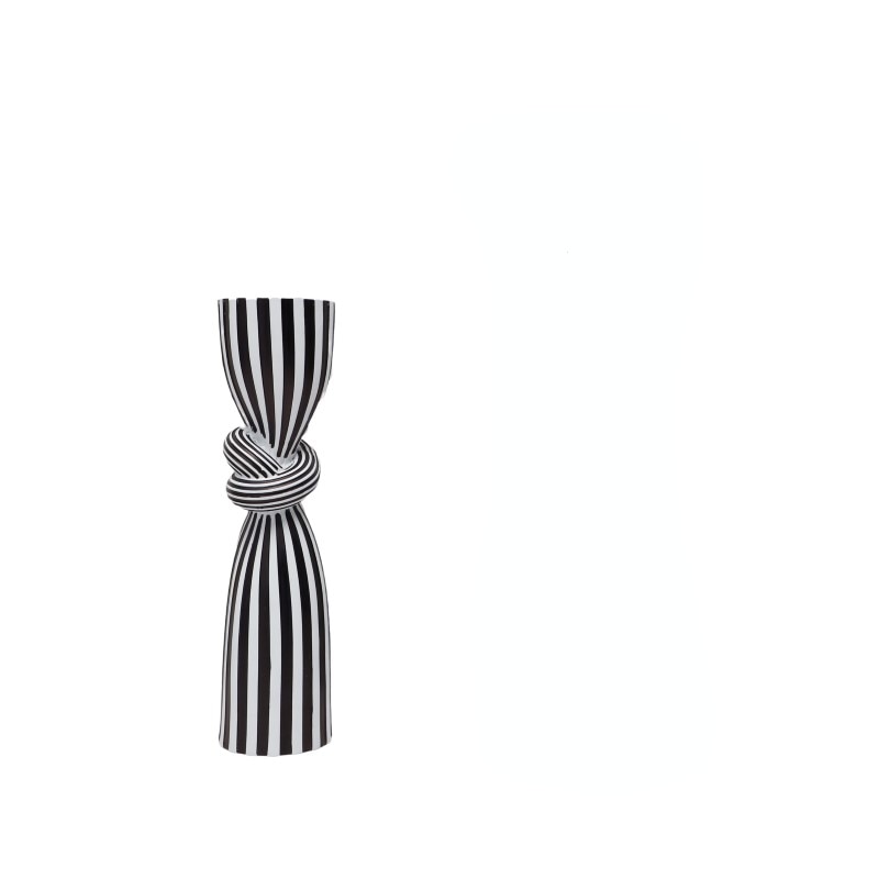 Simple Black and White Striped Kink Candlestick Resin Ornaments Living Room Dining Table Decorations Room Decoration acacuss