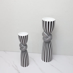 Simple Black and White Striped Kink Candlestick Resin Ornaments Living Room Dining Table Decorations Room Decoration acacuss