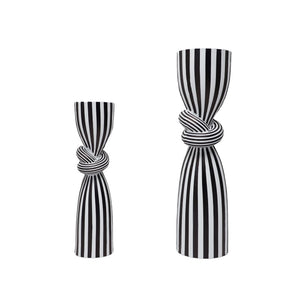 Simple Black and White Striped Kink Candlestick Resin Ornaments Living Room Dining Table Decorations Room Decoration acacuss