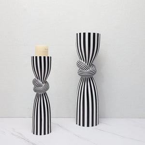 Simple Black and White Striped Kink Candlestick Resin Ornaments Living Room Dining Table Decorations Room Decoration acacuss