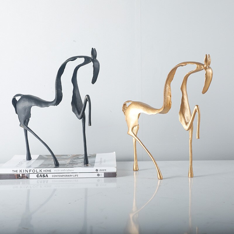 Simple Creative Metal Hollow Out Horse Desktop Ornament Animal Sculpture Living Room Decoration Abstract Crafts Home Decoration acacuss