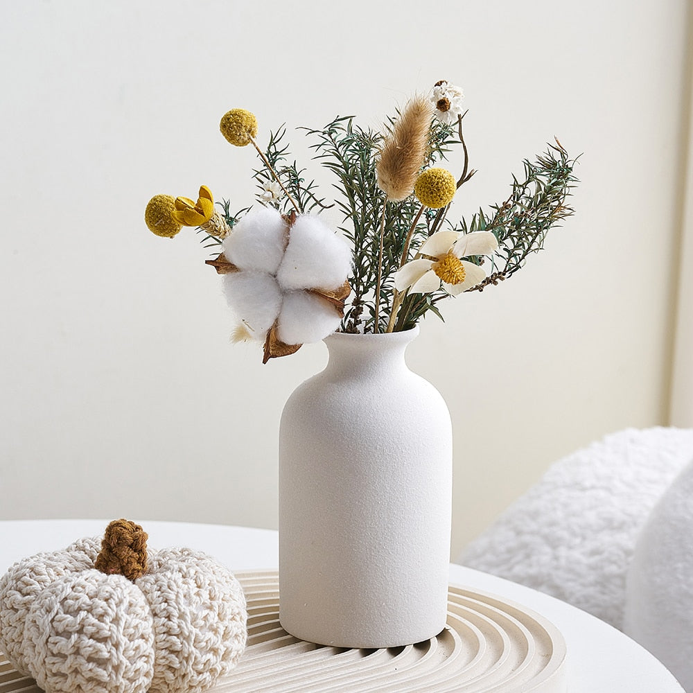 Simple Frosted Ceramic Vase Nordic Home Living Room Decoration Cachepot for Flowers Desk Table Decoration Wedding Decoration acacuss