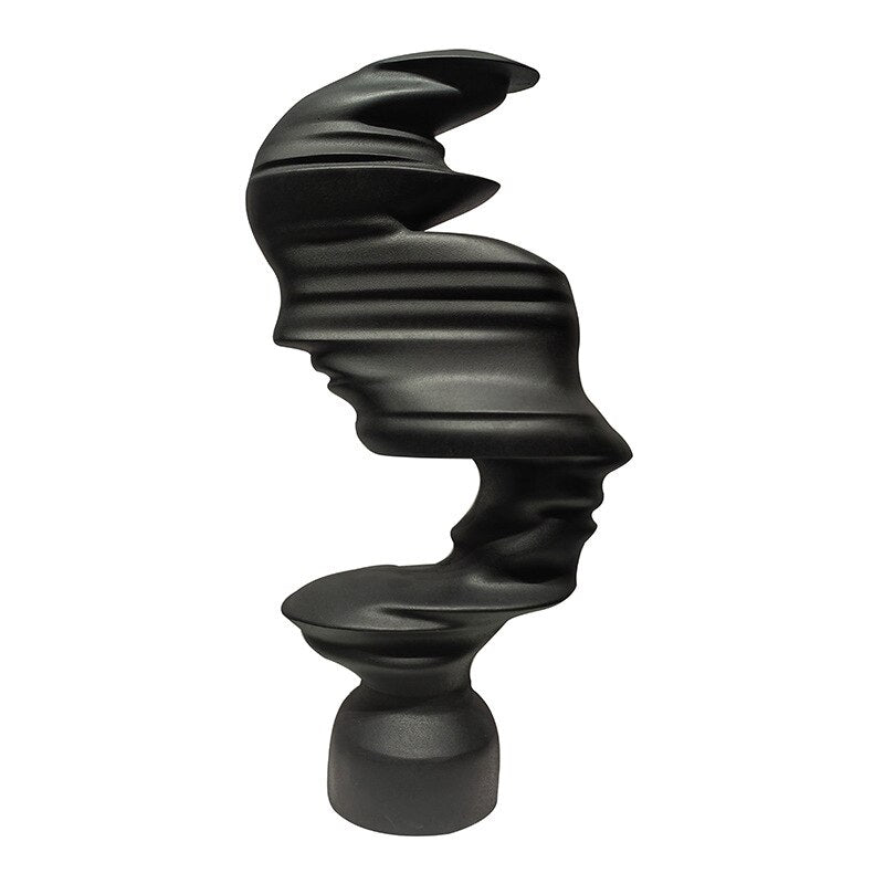 Simple and Abstract Face Black and White Head Sculpture Living Room Decoration Study Resin Figure Art Decor acacuss