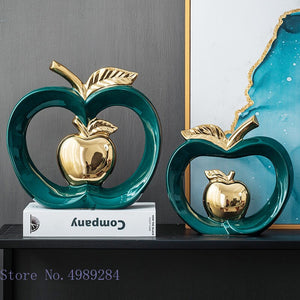 Simulated Apple Hollow Golden Ceramic Art Crafts Desktop Storage Ornaments Candy Jar Storage Box Golden Apple Home Furnishings acacuss