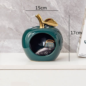 Simulated Apple Hollow Golden Ceramic Art Crafts Desktop Storage Ornaments Candy Jar Storage Box Golden Apple Home Furnishings acacuss