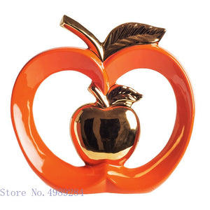 Simulated Apple Hollow Golden Ceramic Art Crafts Desktop Storage Ornaments Candy Jar Storage Box Golden Apple Home Furnishings acacuss