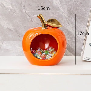 Simulated Apple Hollow Golden Ceramic Art Crafts Desktop Storage Ornaments Candy Jar Storage Box Golden Apple Home Furnishings acacuss