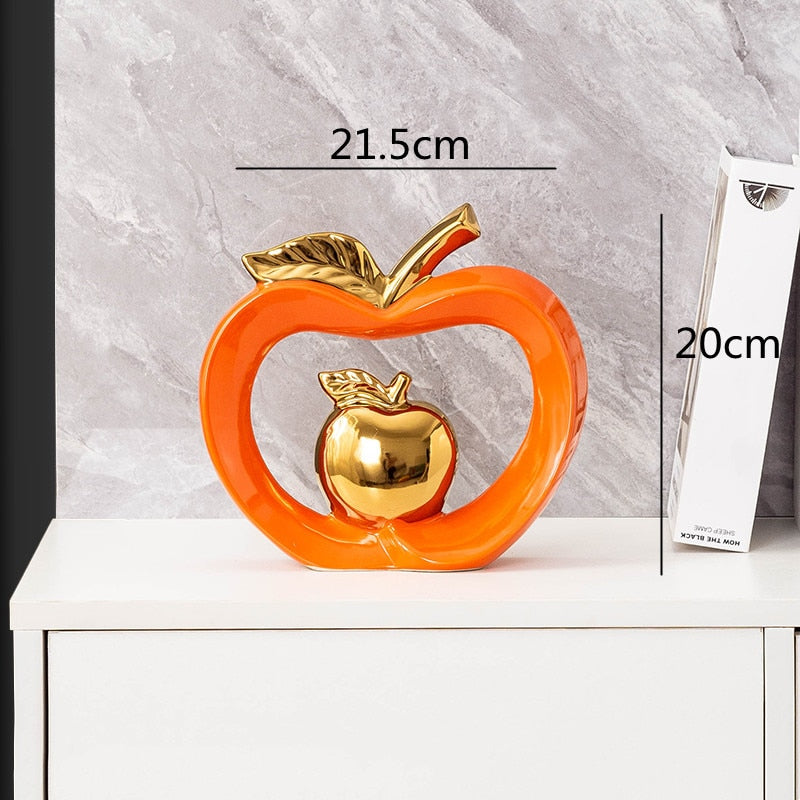 Simulated Apple Hollow Golden Ceramic Art Crafts Desktop Storage Ornaments Candy Jar Storage Box Golden Apple Home Furnishings acacuss