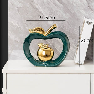 Simulated Apple Hollow Golden Ceramic Art Crafts Desktop Storage Ornaments Candy Jar Storage Box Golden Apple Home Furnishings acacuss