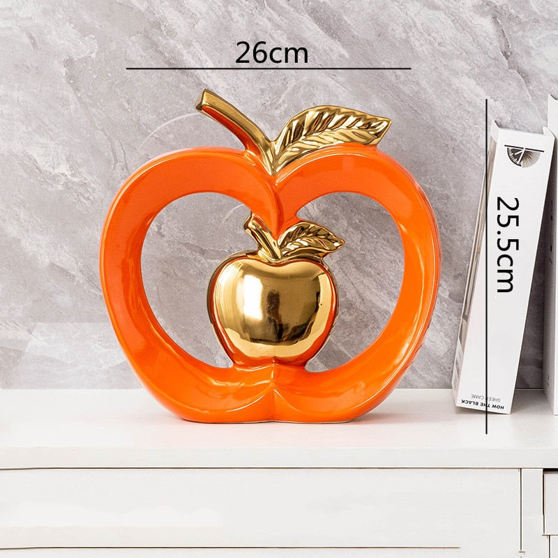 Simulated Apple Hollow Golden Ceramic Art Crafts Desktop Storage Ornaments Candy Jar Storage Box Golden Apple Home Furnishings acacuss