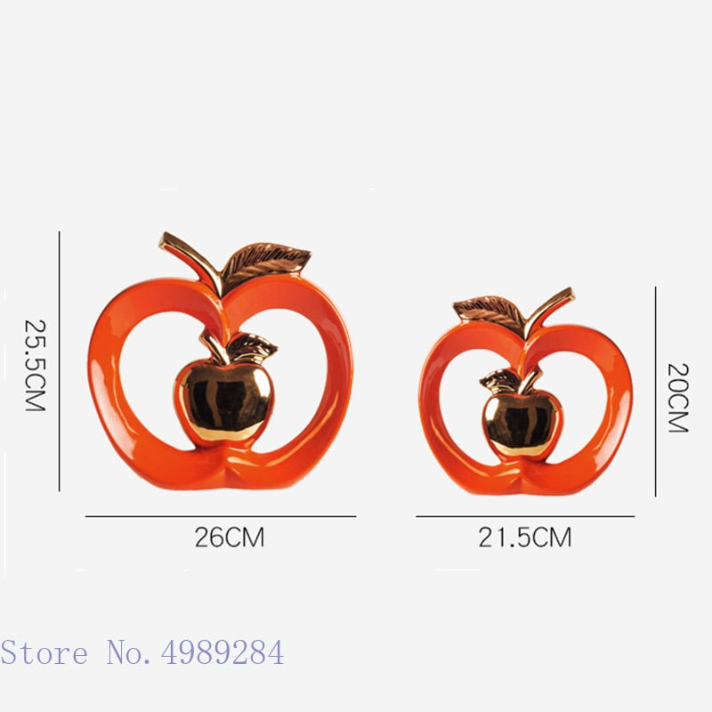 Simulated Apple Hollow Golden Ceramic Art Crafts Desktop Storage Ornaments Candy Jar Storage Box Golden Apple Home Furnishings acacuss