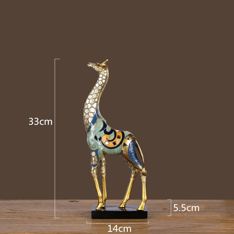 Simulation Animal Sculpture Giraffe Mother and Child Painted Animal Statue Modern Home Decoration Golden Handicraft Ornaments acacuss