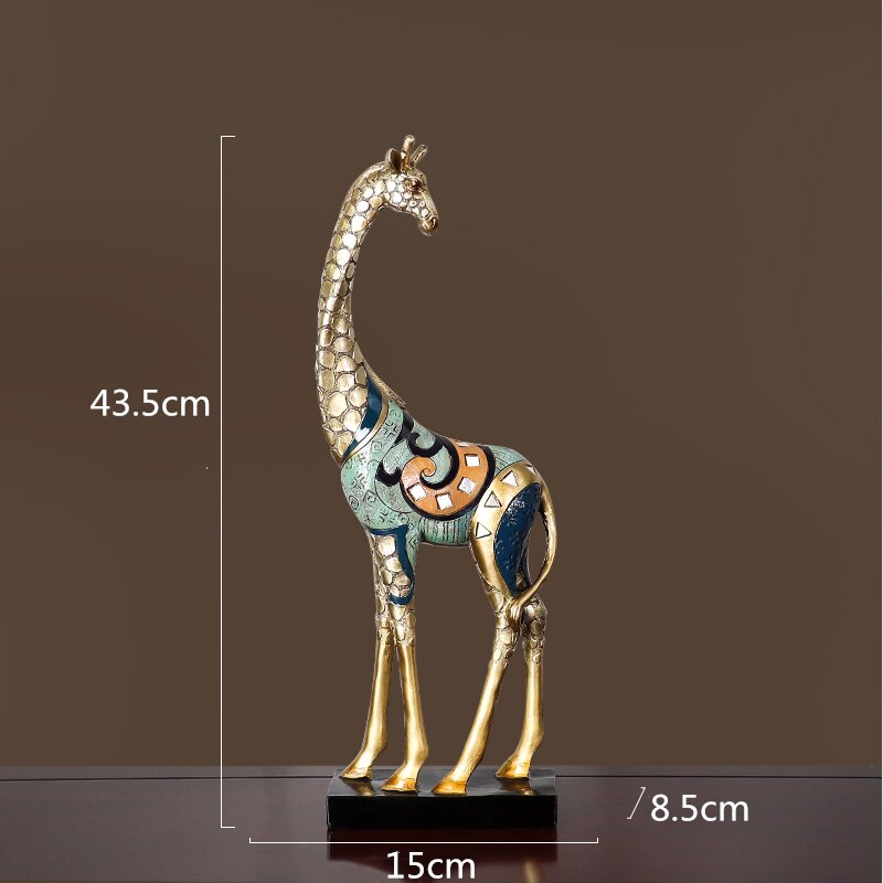 Simulation Animal Sculpture Giraffe Mother and Child Painted Animal Statue Modern Home Decoration Golden Handicraft Ornaments acacuss