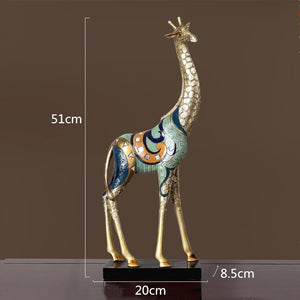 Simulation Animal Sculpture Giraffe Mother and Child Painted Animal Statue Modern Home Decoration Golden Handicraft Ornaments acacuss