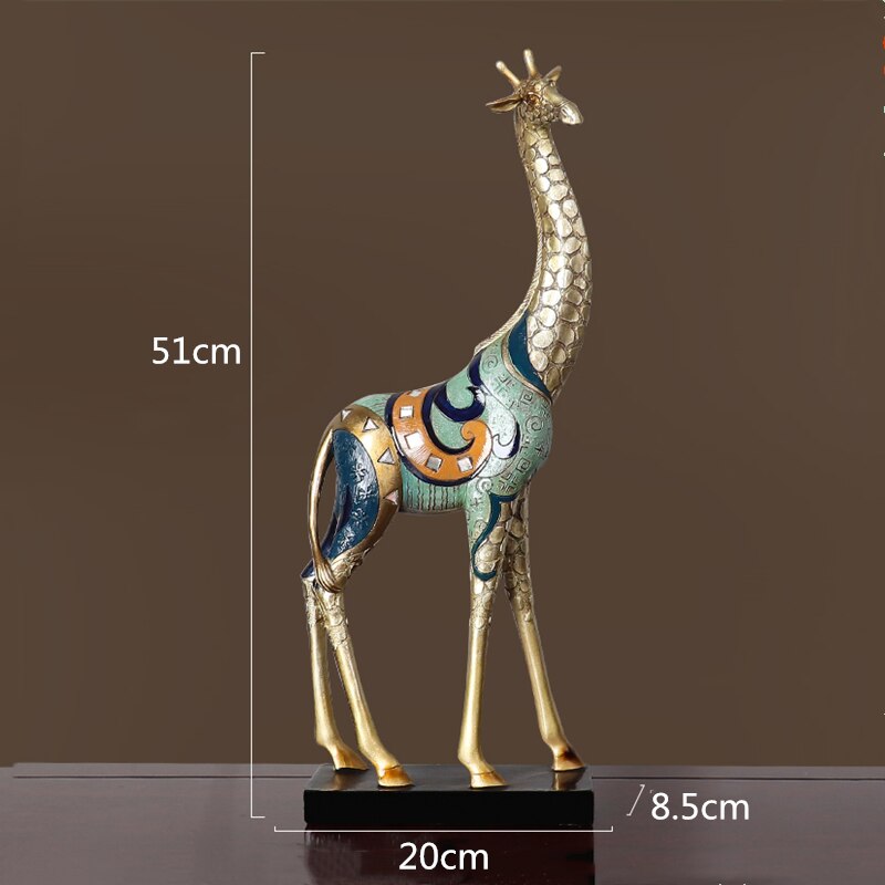 Simulation Animal Sculpture Giraffe Mother and Child Painted Animal Statue Modern Home Decoration Golden Handicraft Ornaments acacuss