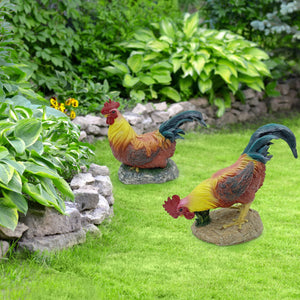Simulation Rooster Hen Figurines Garden Ornaments Multipose Creative Art Courtyard Chicken Statue Crafts Large Home Decoration acacuss