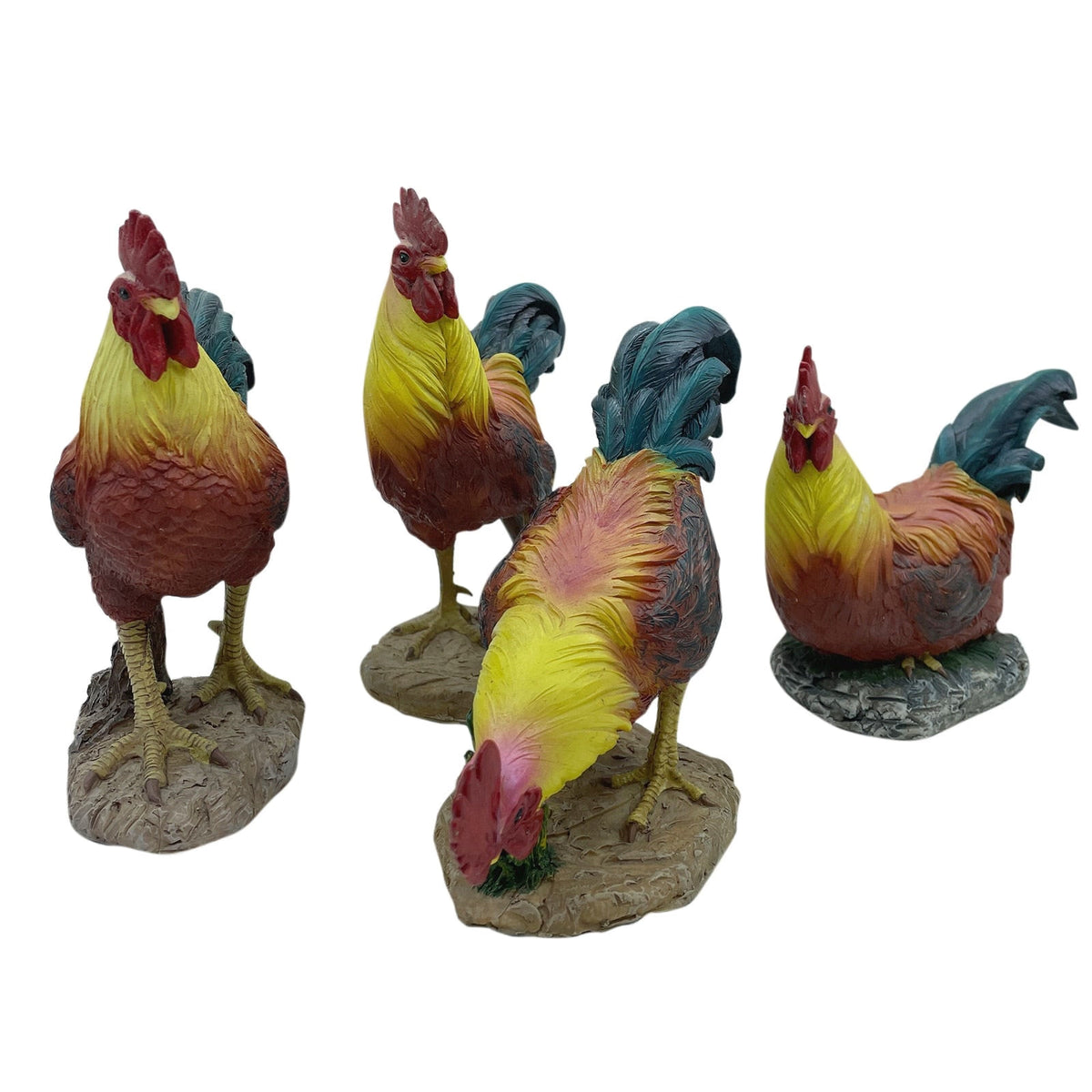 Simulation Rooster Hen Figurines Garden Ornaments Multipose Creative Art Courtyard Chicken Statue Crafts Large Home Decoration acacuss