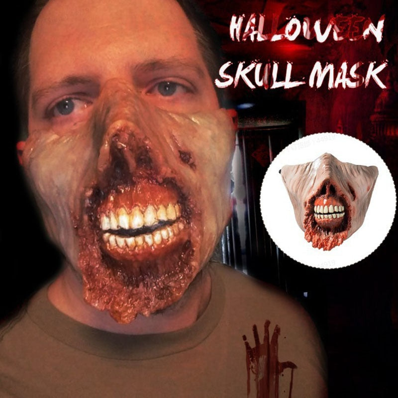 2023 Newest Skeleton Bio-Mask Halloween Horror Mask Cosplay Party 3D Latex Movable Jaw Helmet Skeleton Decoration Props acacuss