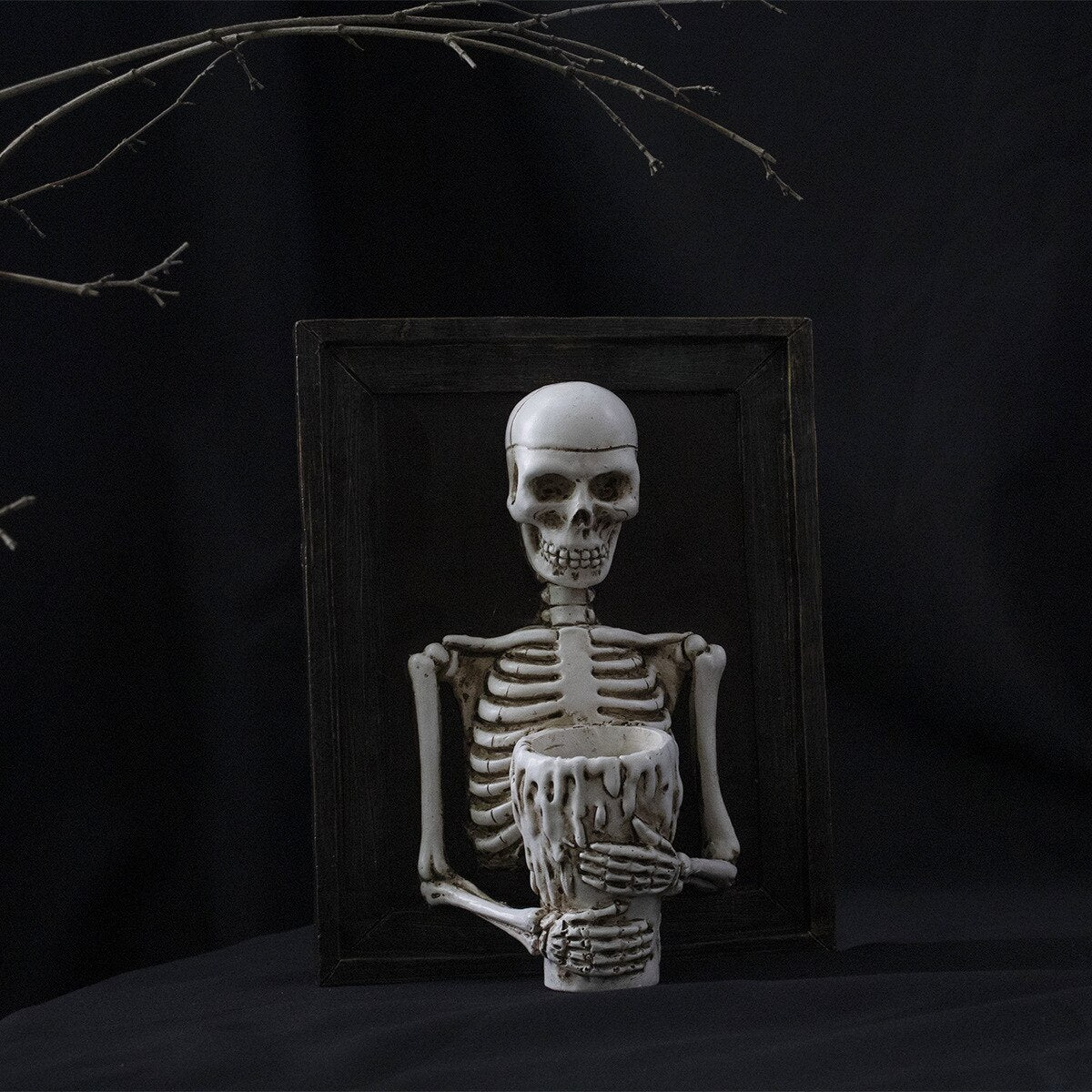 Skeleton Candlestick Holder Halloween Skeleton Photo Frame Home Decoration Resin Wall Hanger Desktop Pendant LivingRoon Decora acacuss