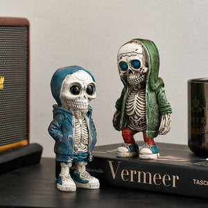 Skeleton Figurines Creative Resin Hand Crafts Statue Skull Halloween Skull Horrible Ornaments for Home Desk TV Cabinet Decor acacuss