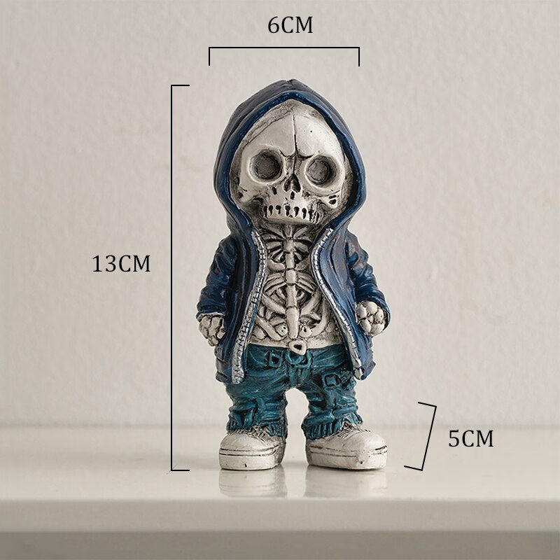 Skeleton Figurines Creative Resin Hand Crafts Statue Skull Halloween Skull Horrible Ornaments for Home Desk TV Cabinet Decor acacuss