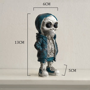 Skeleton Figurines Super Cool Resin Hand Crafts Statue Skull Halloween Skull Horrible Ornaments for Home Desk Decor Car Display acacuss
