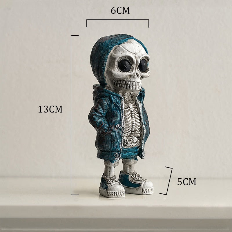 Skeleton Figurines Super Cool Resin Hand Crafts Statue Skull Halloween Skull Horrible Ornaments for Home Desk Decor Car Display acacuss
