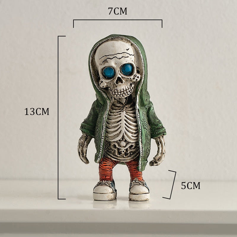 Skeleton Figurines Super Cool Resin Hand Crafts Statue Skull Halloween Skull Horrible Ornaments for Home Desk Decor Car Display acacuss