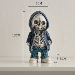 Skeleton Figurines Super Cool Resin Hand Crafts Statue Skull Halloween Skull Horrible Ornaments for Home Desk Decor Car Display acacuss